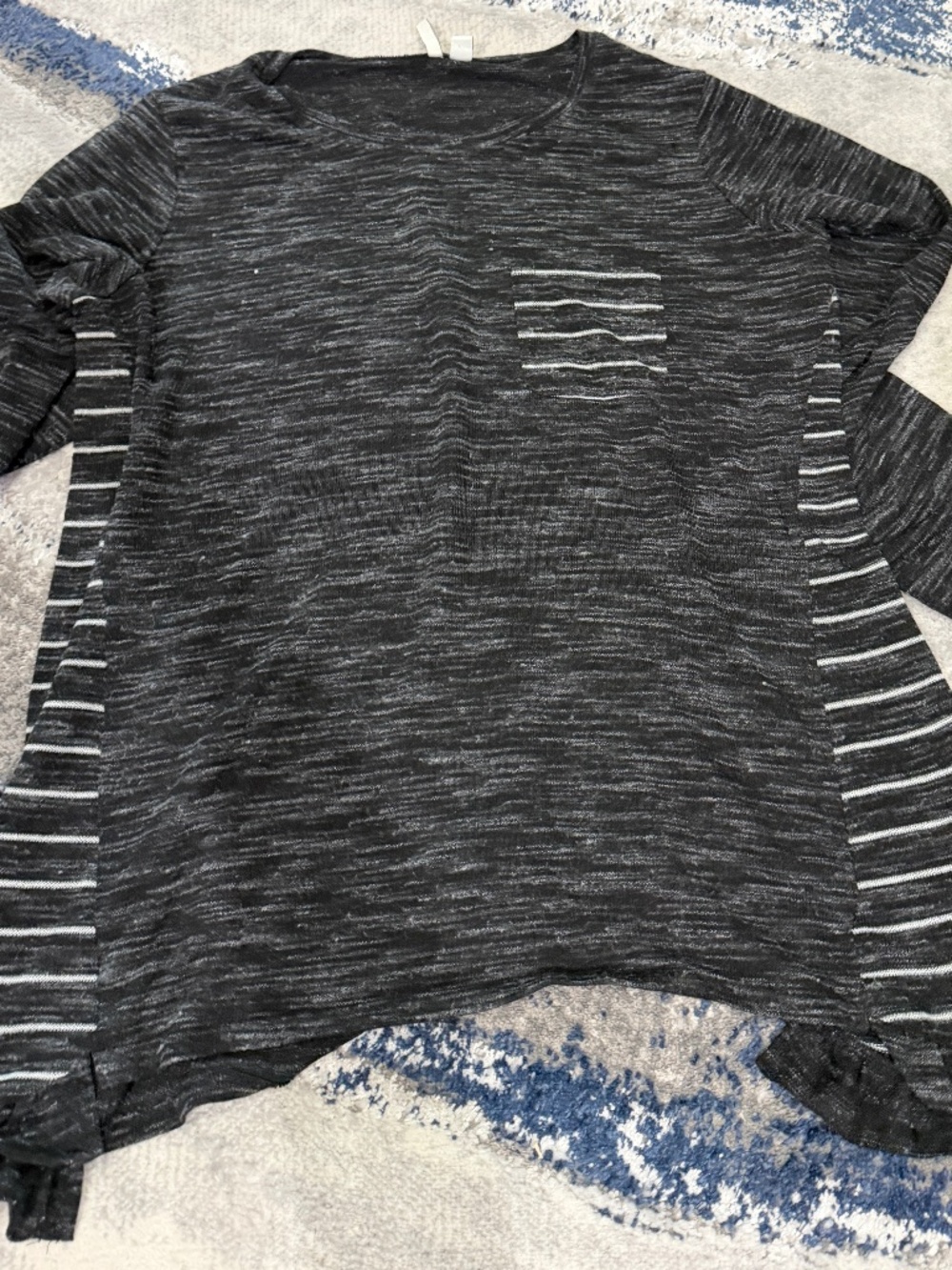 Cato 18/20W Black Gray Marled Shark-bite Tunic Sweater Pocket